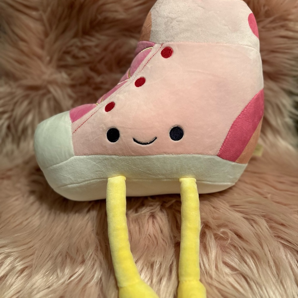 14” Retro Buddies Cute Pink Smiley Plush Sneaker Pillow